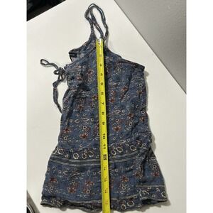 American Eagle Outfitters Cami Top Womens M Floral Ruffle Blue Peasant Milkmaid